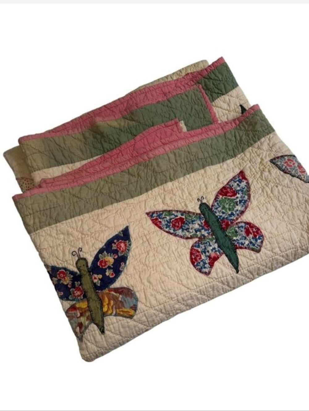 Handmade Butterfly Applique Quilt 78 X 66